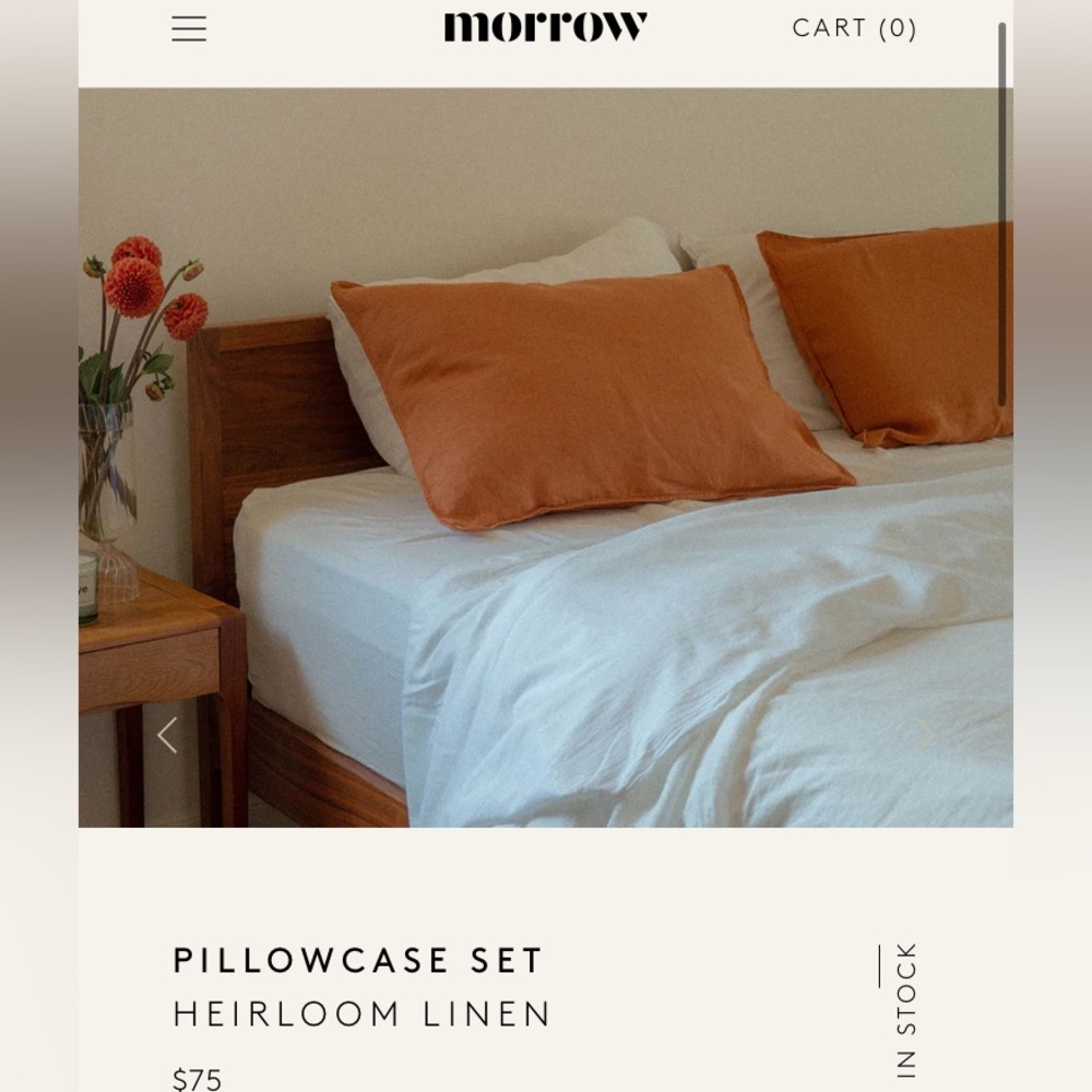 Morrow Pillowcase Set of 2 Heirloom Linen Terracotta